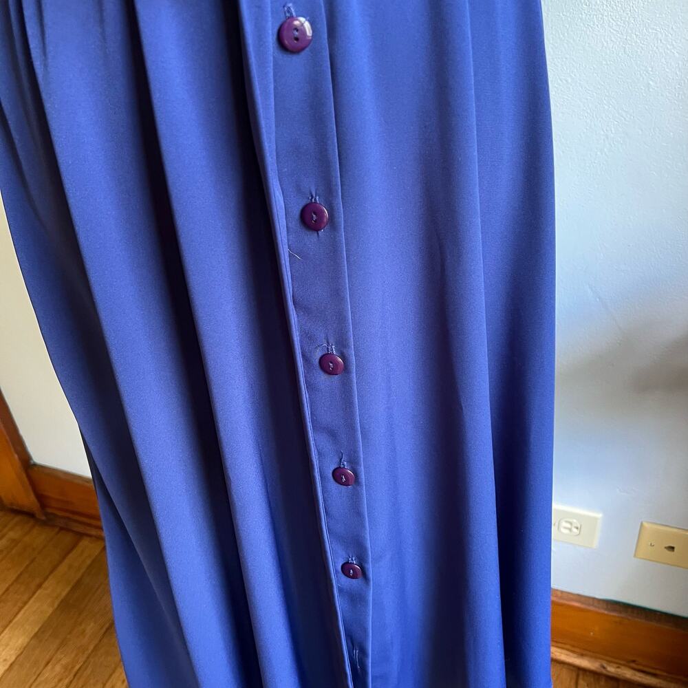 Impressions 80s Vintage Shirt Dress Button Front Pockets Size 8 Navy Blue A Line - Picture 7 of 10